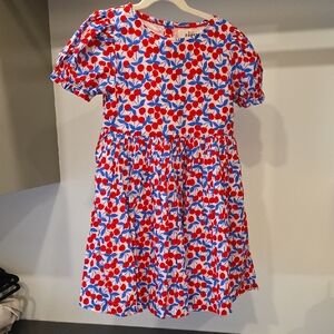 Mini Boden Red & Blue Cherry Print Short Sleeve Dress